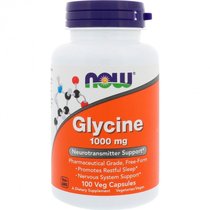 Глицин NOW FOODS GLYCINE, 1000 мг, 100 капсул NS9705