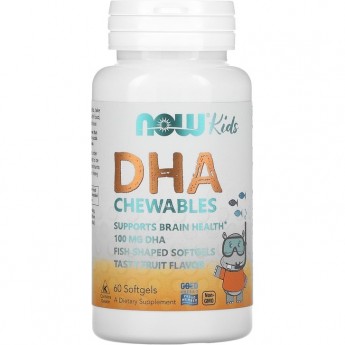 Рыбий жир для детей NOW FOODS DHA, 100 мг - 60 капсул