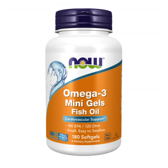Рыбий жир NOW FOODS OMEGA-3 MINI GELS, 180 мини капсул